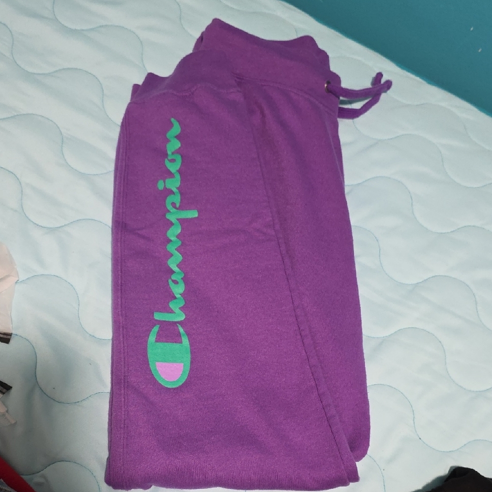 Champion Purple Joggers with Green Logo